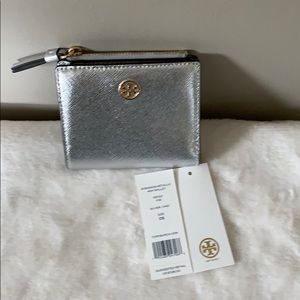 Tory Burch Robinson metallic mini wallet